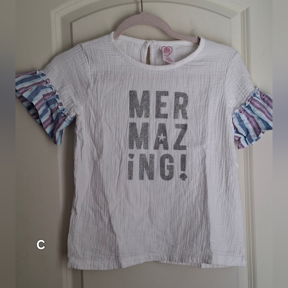 Mermazing! 365 kids girls size 10 100% cotton lighweight travel ruffle sleeve‎